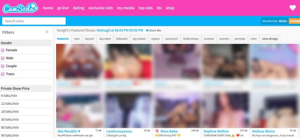 CamSoda Hoofdpagina met cammeisjes