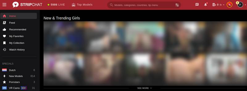 Stripchat Screenshot hoofdpagina